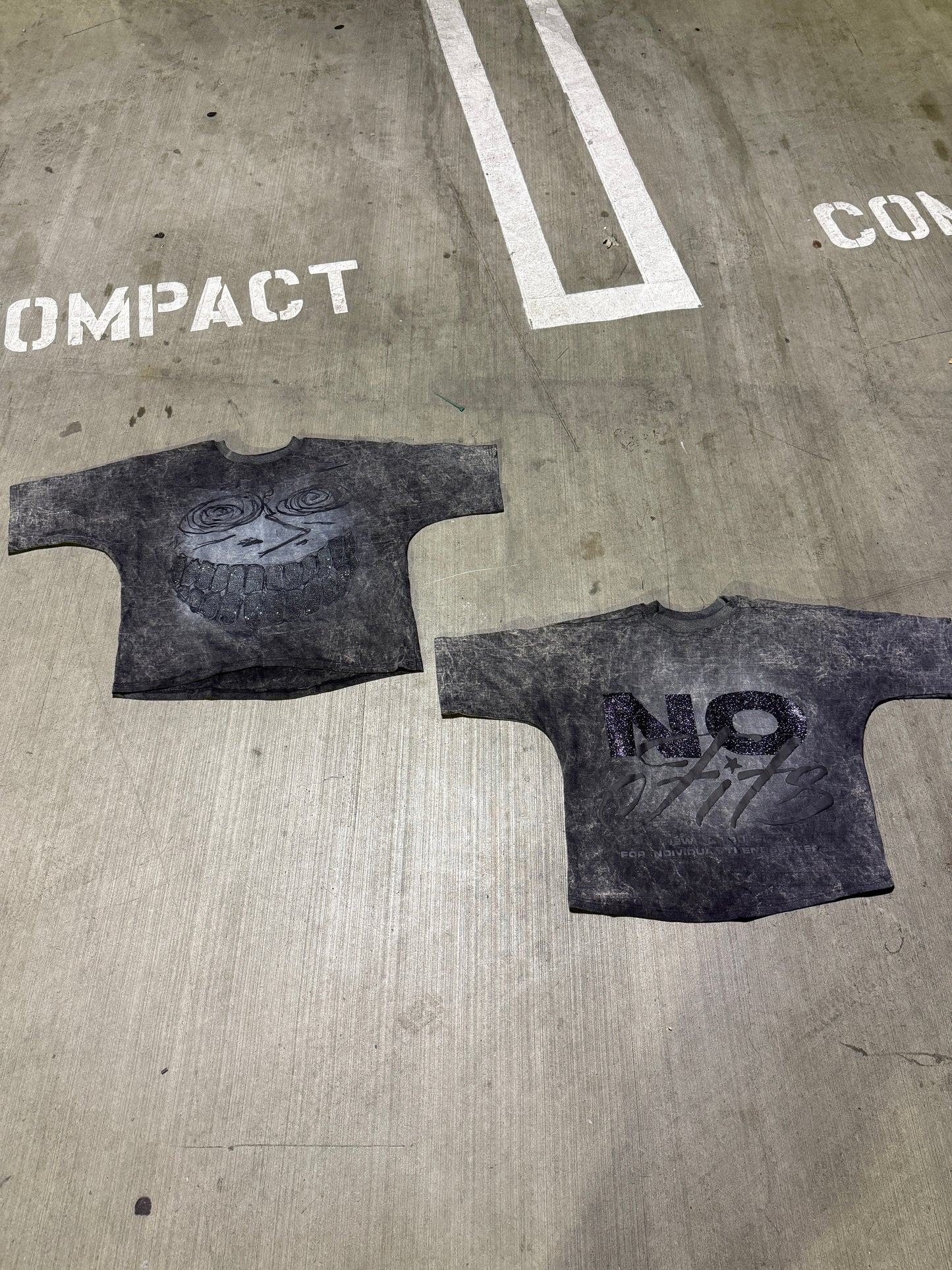 "Bad Intentions" Acid Wash Tee (Charcoal)